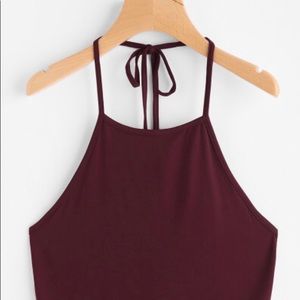 Halter crop top XS MAROON color.
